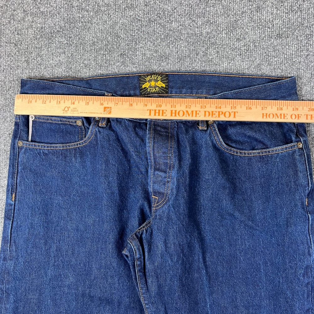 Brave Star Selvage Jeans Mens 38x32 Blue Dark Wash Selvedge Straight Made in USA - Picture 8 of 14